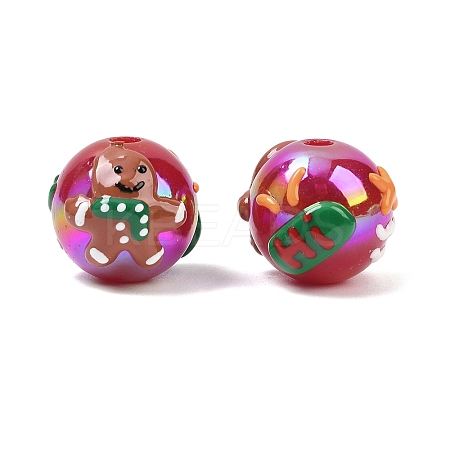 Christmas UV Plating Opaque Acrylic Beads OACR-H057-01A-1