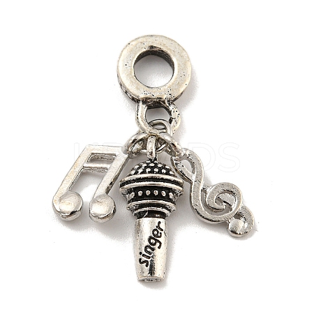 Rack Plating Tibetan Style Alloy European Musical Note Dangle Charms FIND-B034-39AS-1