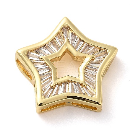 Rack Plating Brass Micro Pave Cubic Zirconia Silde Charms LS-KK-C047-07G-1