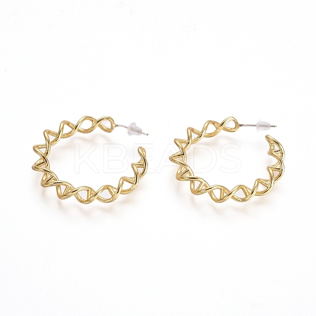 Semicircular Brass Stud Earrings EJEW-E196-17G-1