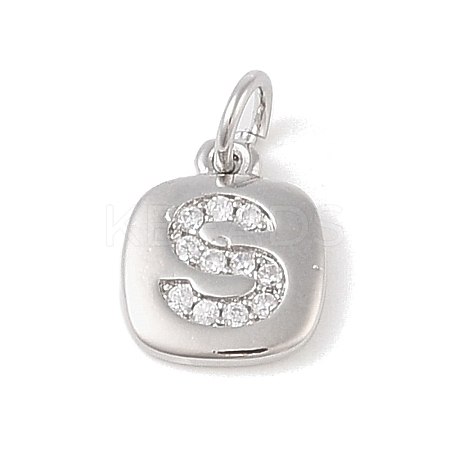 Rack Plating Brass Micro Pave CLear Cubic Zirconia Charms KK-E110-14P-S-1