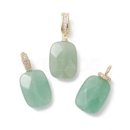 3Pcs 3 Styles Natural Green Aventurine Faceted Pendants PALLOY-JF04934-1