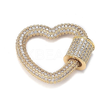 Brass Micro Pave Clear Cubic Zirconia Screw Carabiner Lock Charms ZIRC-F120-002G-1