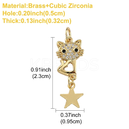 1Pc Eco-friendly Brass Micro Pave Clear Cubic Zirconia Pendants KK-YW0002-53-1