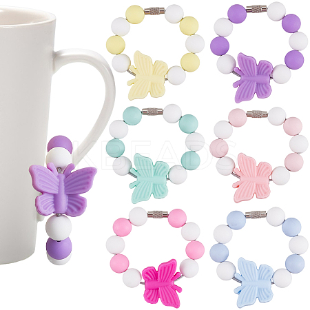 6Pcs Silicone Wine Glass Charms HJEW-SC00132-1
