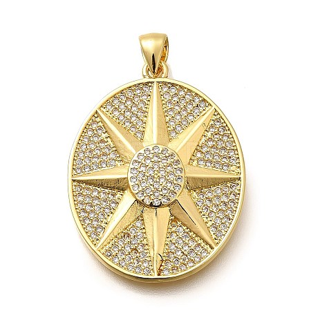 Rack Plating Brass Micro Pave Cubic Zirconia Pendants KK-L226-056G-1