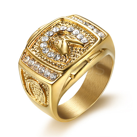 304 Stainless Steel Micro Pave Clear Cubic Zirconia Finger Rings for Men FS-WGEF432-01-1