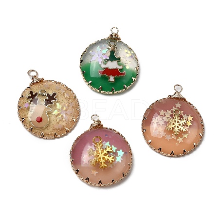 Christmas Alloy Resin Pendants CRES-D324-01KCG-1