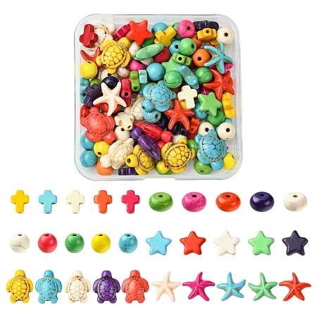 100Pcs 6 Styles Synthetic Turquoise Beads Sets TURQ-FS0001-05-1