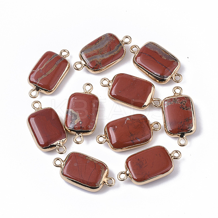 Edge Golden Plated Natural Red Jasper Links connectors G-S359-034B-1