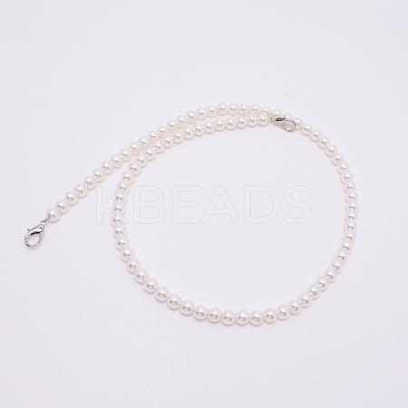 White Acrylic Round Beads Bag Handles FIND-TAC0006-24C-01-1