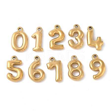 10Pcs 10 Styles 304 Stainless Steel Pendants STAS-K312-01G-1