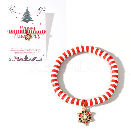 Elegant Christmas Handmade Polymer Clay Heishi Beaded Stretch Bracelets MV9996-31-1
