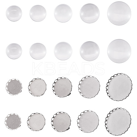 DIY Blank Dome 304 Stainless Steel Brooch Making Kit DIY-TA0009-60-1