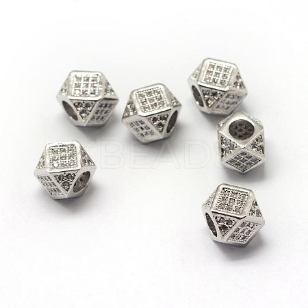 Rack Plating Brass Cubic Zirconia Beads LS-ZIRC-S029-02P-1