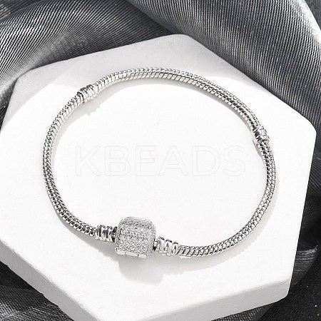 Brass Micro Pave Clear Cubic Zirconia Link Bracelets LS-BJEW-S158-15P-1