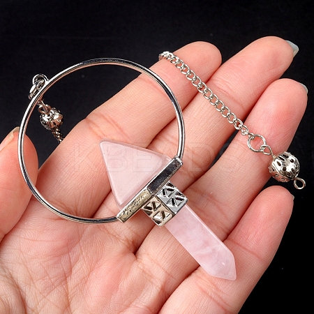 Natural Rose Quartz Dowsing Pendulum Big Pendants PW-WG0EC10-07-1