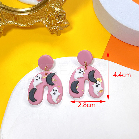 Halloween Alloy Polymer Clay Dangle Stud Earrings FS-WGD4736-05-1