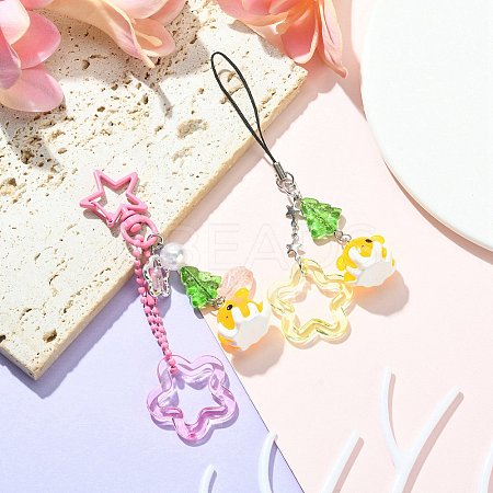 Acrylic & Glass & Alloy Pendant Mobile Straps KEYC-FZ00009-1