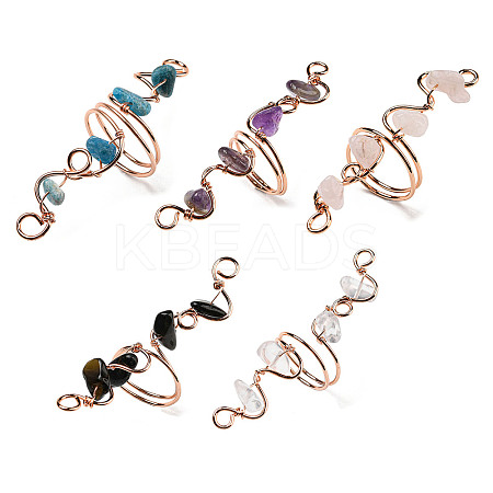 Natural Mixed Gemstone Chips Finger Ring G-Q1002-09G-1