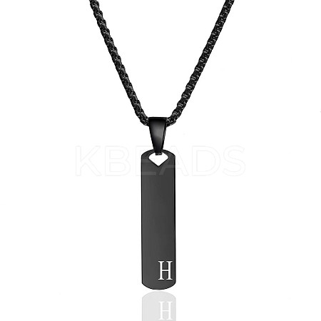 304 Stainless Steel Rectangle with Letter Pendant Box Chain Necklaces FS-WGD7C78-34-1