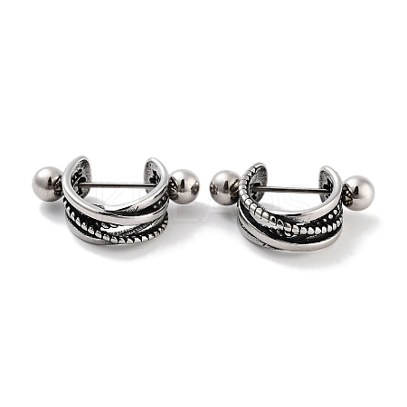 Multi-Strand 316 Surgical Stainless Steel Shield Barbell Hoop Earrings EJEW-Z050-56A-AS-1