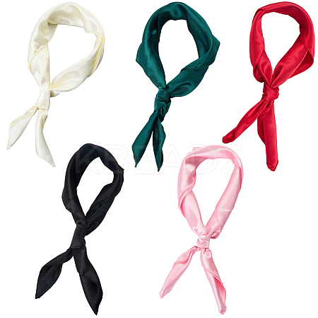 5Pcs 5 Colors Detachable Satin Lady's Scarf AJEW-CN0004-92A-1
