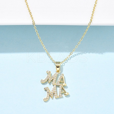 Mother's Day Brass Micro Pave Clear Cubic Zirconia Pendant Necklaces for Women NJEW-Q021-01B-G-1