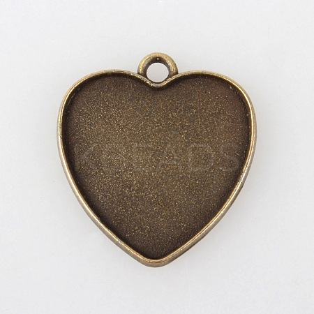 Vintage Tibetan Style Alloy Heart Pendant Cabochon Settings TIBEP-M018-145AB-NF-1