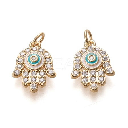 Brass Micro Pave Clear Cubic Zirconia Pendants ZIRC-L098-002G-1