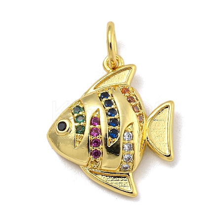 Rack Plating Brass Micro Pave Cubic Zirconia Pendants KK-I718-03G-B-1
