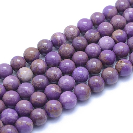 Natural Lepidolite/Purple Mica Stone Beads Strands G-L552H-09C-1
