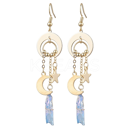 Dyed Natural Quartz Crystal Pendants Earrings EJEW-TA00424-1