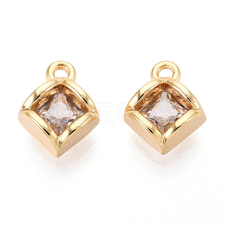 Brass Micro Pave Cubic Zirconia Charms KK-N263-65G-1