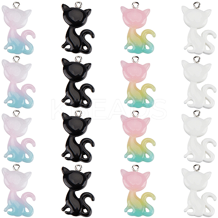 40Pcs 4 Colors Resin Pendants RESI-SC0005-93-1