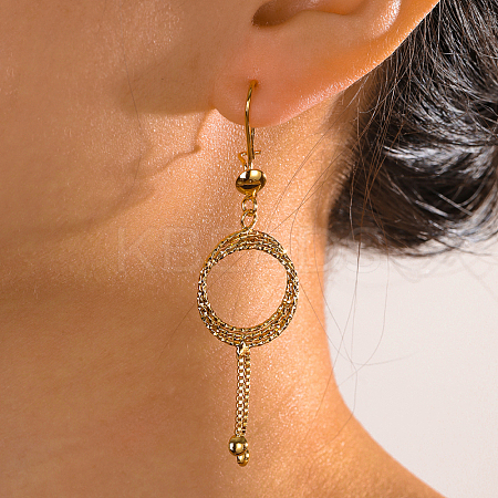 Elegant and Stylish Brass Flat Round Tassel Hoop Earrings IA0853-1