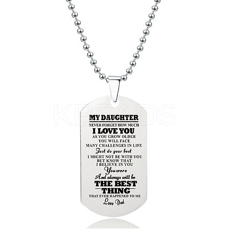 201 Stainless Steel To My Daughter Dog Tag Pendant Ball Chain Necklaces FS-WG527E6-21-1