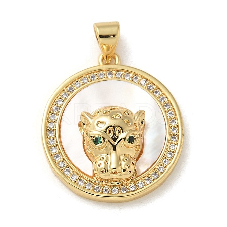 Brass Micro Pave Clear Cubic Zirconia Pendants LS-KK-U046-03G-1