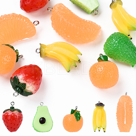 10Pcs 5 Styles Resin Pendants RESI-YW0001-97-1