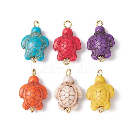 Synthetic Turquoise Dyed Connector Charms PALLOY-JF02351-02-1