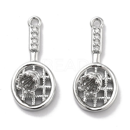 Rack Plating Brass Clear Cubic Zirconia Pendants KK-M102-23G-P-1