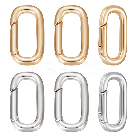 10Pcs 2 Colors Brass Spring Gate Rings KK-BBC0007-77-1