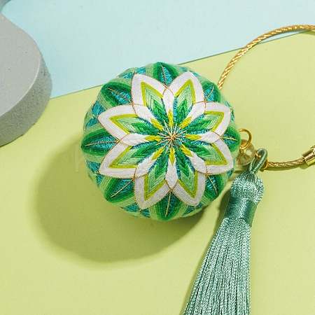 DIY Embroidery Temari Ball Keychain Kits DIY-I064-A05-1