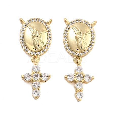 Brass Pave Cubic Zirconia Pendants KK-U009-09A-G-1