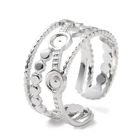 Tarnish Resistant 304 Stainless Steel Criss Cross Cuff Ring Findings STAS-P334-07P-1
