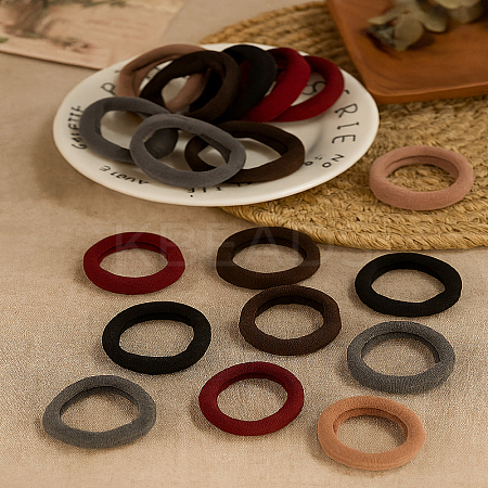 20Pcs 5 Colors Cloth Elastic Fiber Hair Ties for Women OHAR-LP0004-11-1