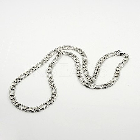 Tarnish Resistant Figaro Chain Necklace for Men LS-NJEW-F027-03-7mm-1