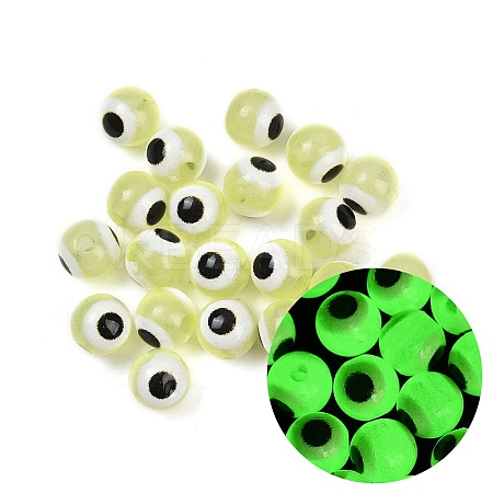 Luminous & Printed Opaque Acrylic Beads LACR-G050-01B-1