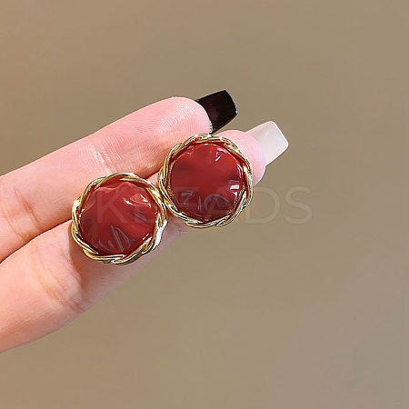 Valentine's Day Alloy & Resin Stud Earrings EJEW-T055-02A-1