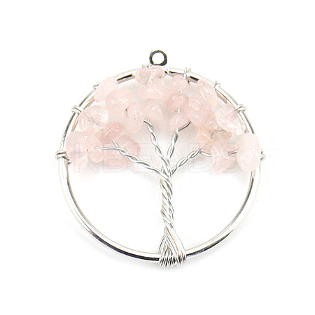Natural Rose Quartz Tree fo Life Pendants WG82707-03-1